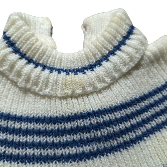 Vintage Handknit White Mockneck Newborn Sweater Dress Trees & Ladybugs - Picture 5 of 7